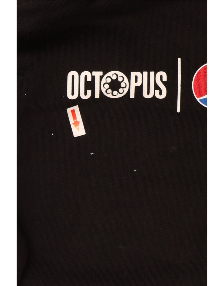 Męski sweter z kapturem i grafiką Octopus, średniej wielkości, czarny, bawełniany