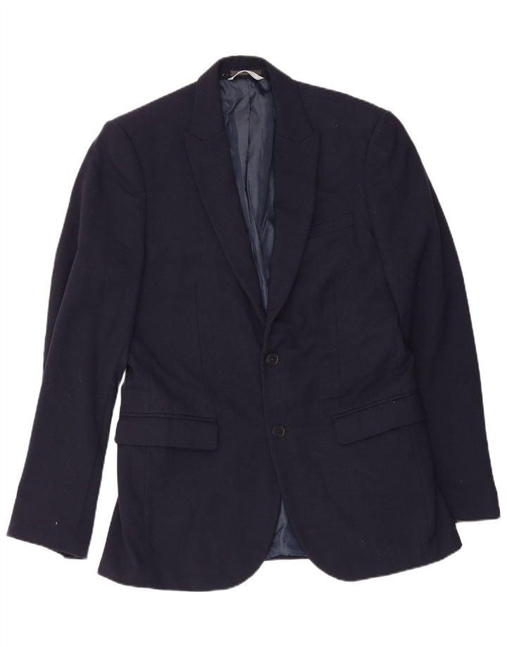 Marks & Spencer Męska marynarka slim fit z 2 guzikami, UK 38, średni granat