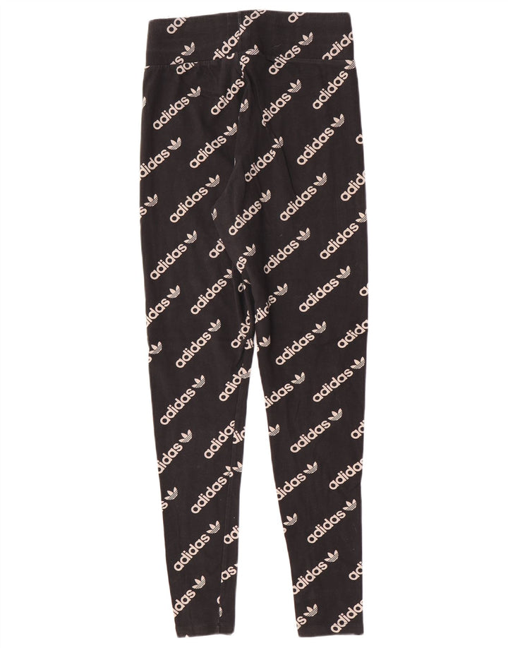 Damskie legginsy Adidas Graphic UK 12, średnie, czarne, bawełniane