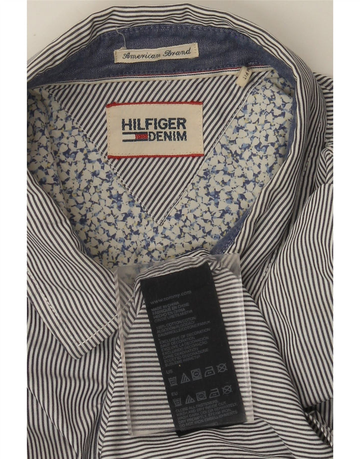 Koszula męska Tommy Hilfiger o dopasowanym kroju, średnioszara, bawełniana w prążki