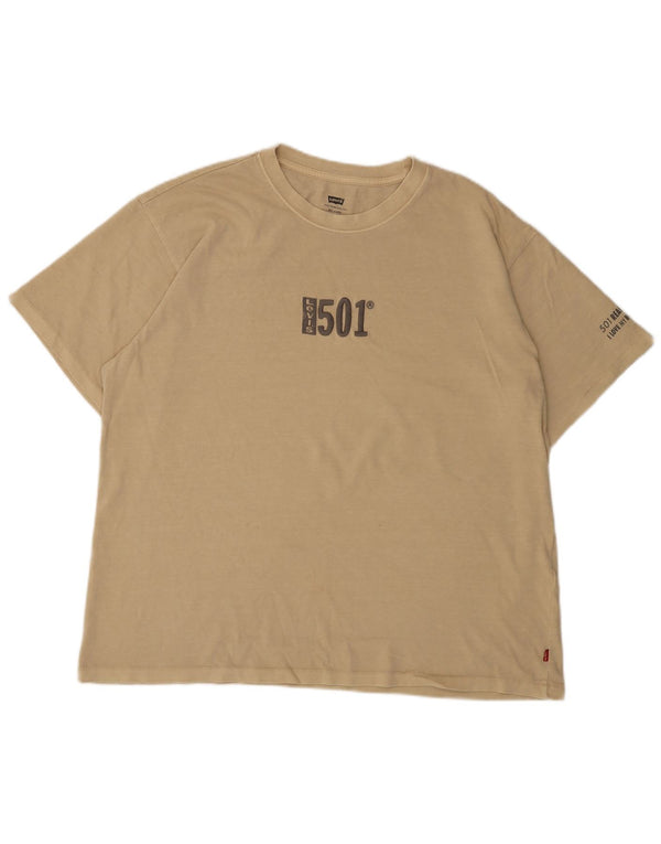Męski T-shirt z grafiką Levi's, duży, beżowy, bawełniany