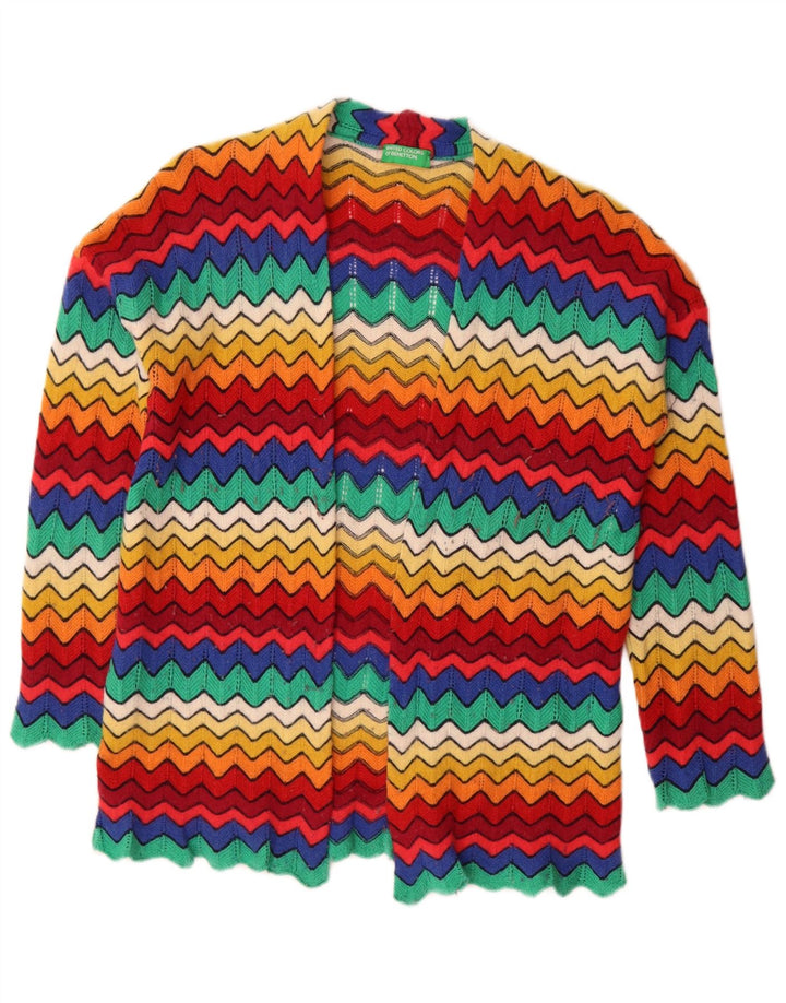 Rozpinany sweter damski Benetton UK 16, duży, wielobarwny jodełka