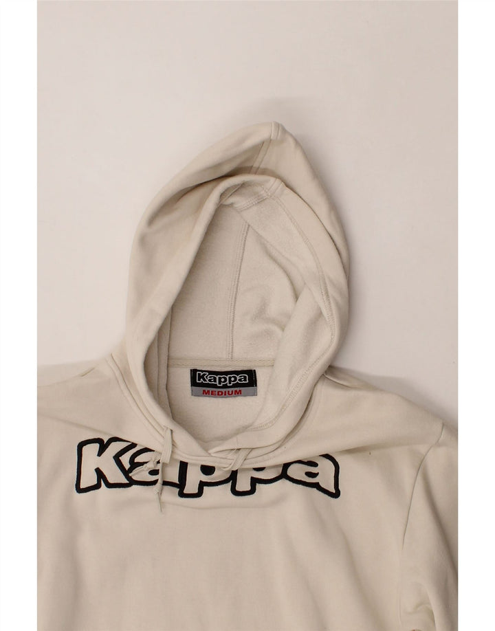 KAPPA Mens Graphic Hoodie Jumper Medium Off White Cotton Vintage Kappa and Second-Hand Kappa from Messina Hembry 