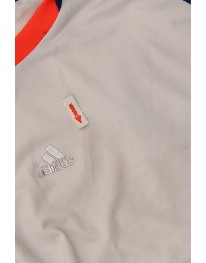 Adidas Męski T-shirt Top Średni Biały Poliester z blokami kolorów