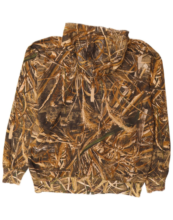 Męski sweter z kapturem i zamkiem VINTAGE 2XL, brązowy kamuflaż, poliester