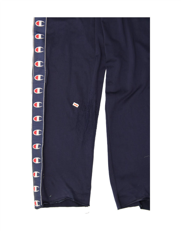 CHAMPION Mens Graphic Tracksuit Trousers Large  Navy Blue Polyester Vintage Champion and Second-Hand Champion from Messina Hembry 