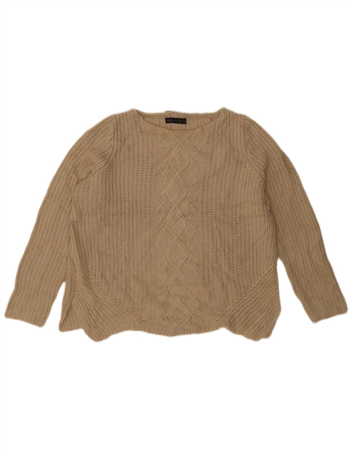 Marks & Spencer Damski sweter oversize z dekoltem w łódkę, UK 14, duży, beżowy