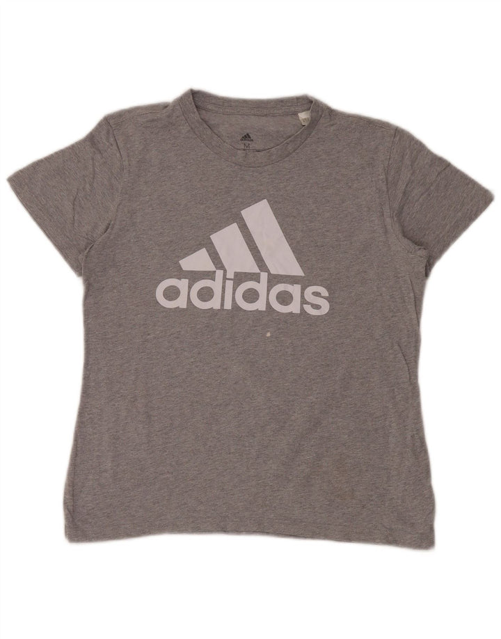 Damska koszulka graficzna Adidas Top UK 12 Średnia szara bawełna