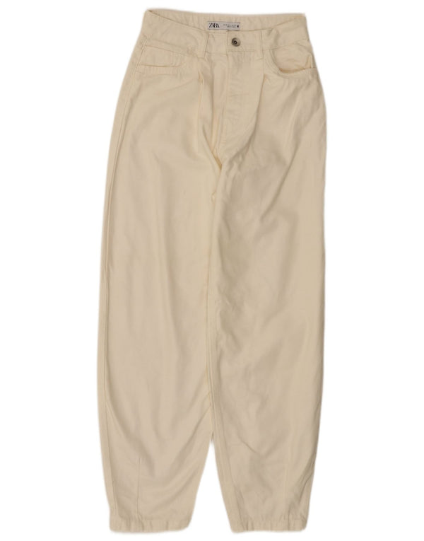 Damskie jeansy Zara o luźnym kroju z wysokim stanem EU 34 2XS W24 L27 Off White