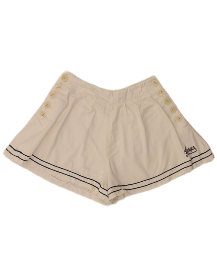 Spodenki damskie w stylu vintage, średnie W28 w kolorze złamanej bieli, bawełniane