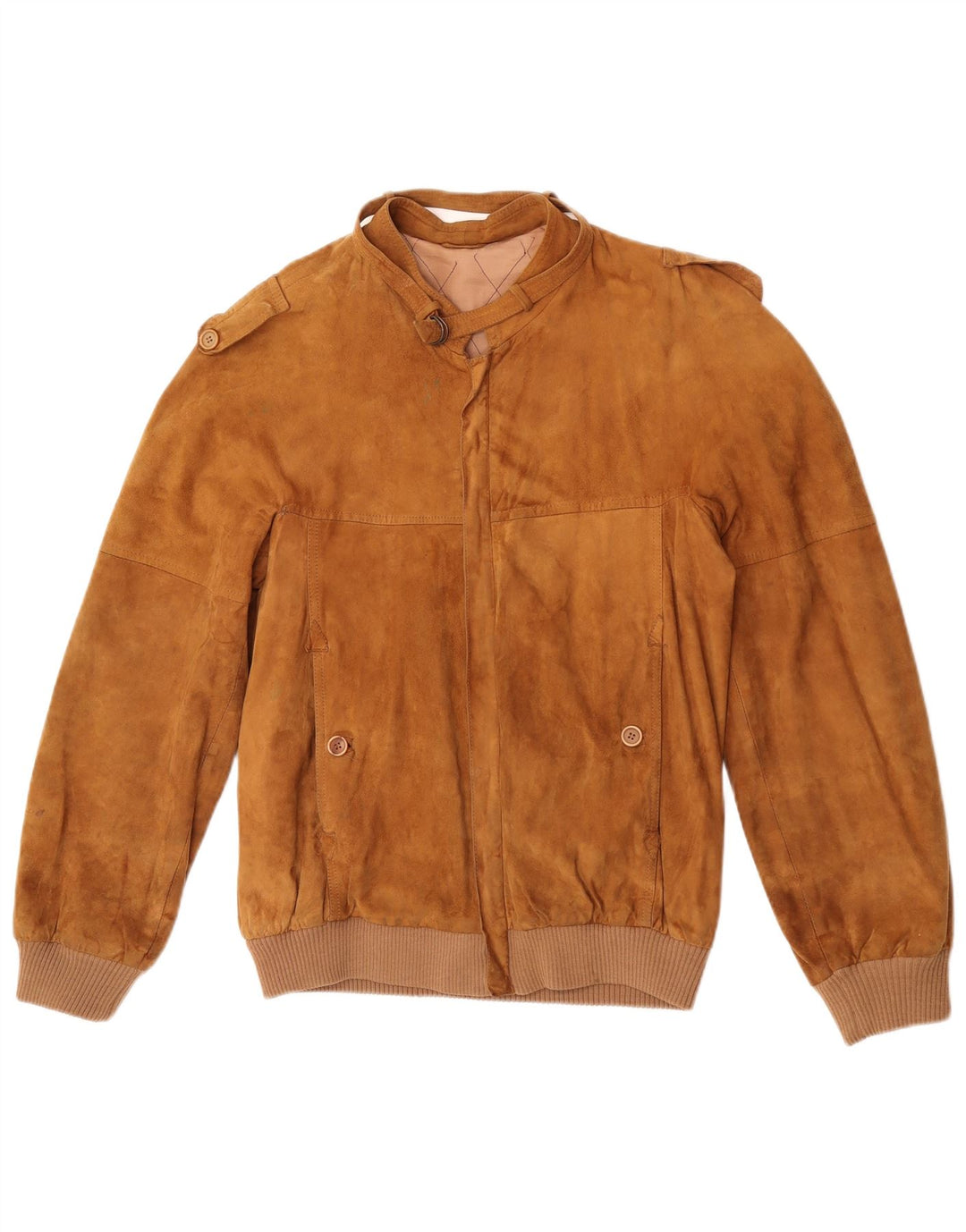 Vintage męska zamszowa kurtka bomber IT 50 duża beżowa skóra