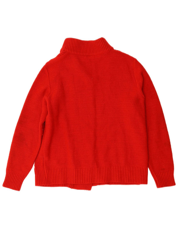 Sweter damski w stylu vintage, UK 12, średni czerwony akryl