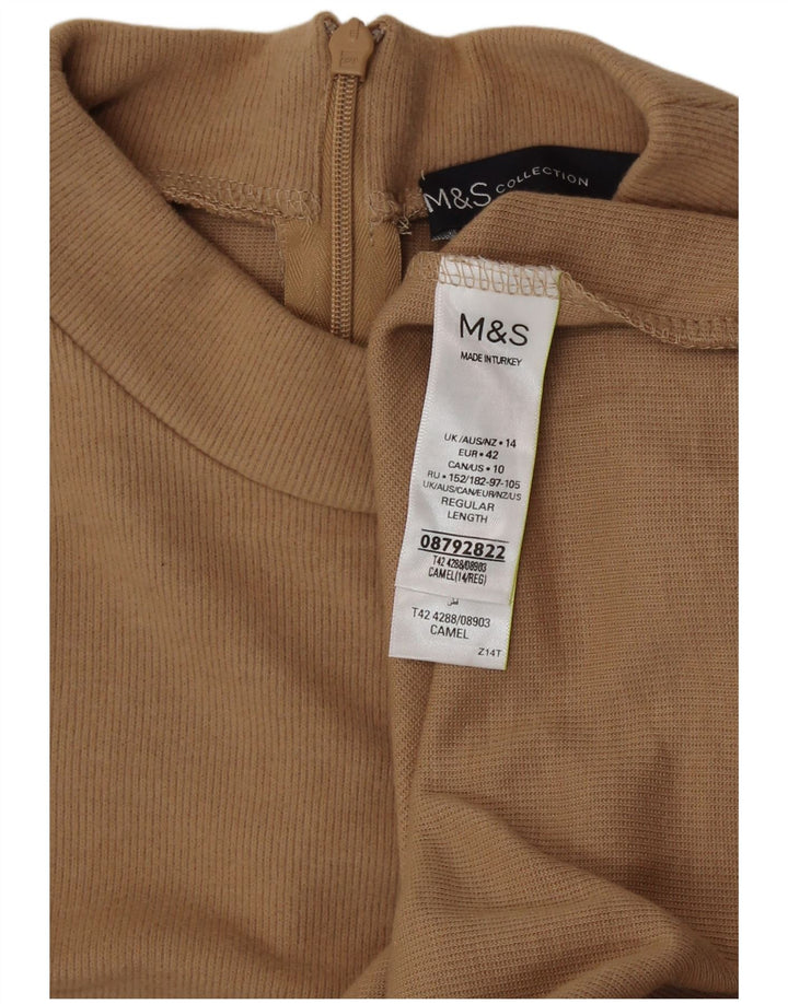 Marks & Spencer Damska sukienka sweterkowa UK 14, średni beżowy poliester