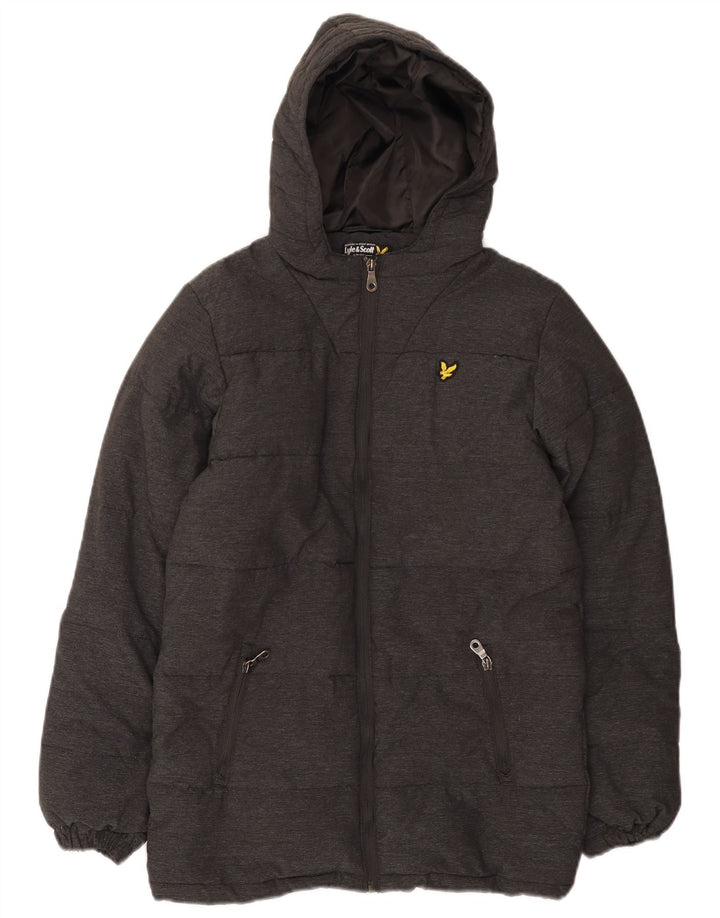 Chłopięca wyściełana kurtka z kapturem i kapturem Lyle & Scott 14-15 lat, szary nylon