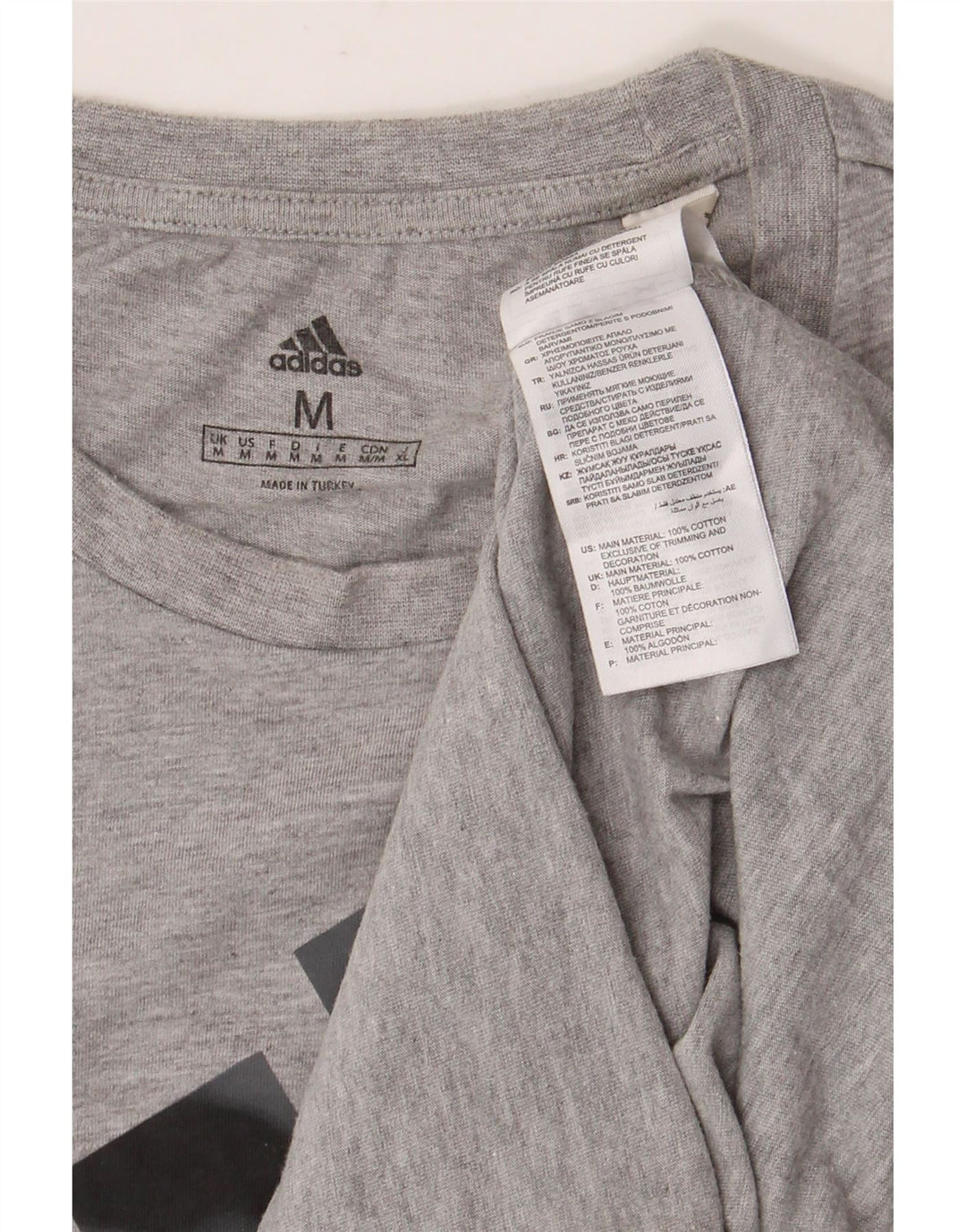 Męska koszulka z grafiką ADIDAS, średnia, szara, bawełniana nakrapiana