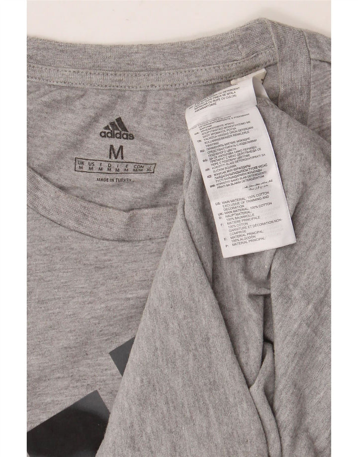 Męska koszulka z grafiką ADIDAS, średnia, szara, bawełniana nakrapiana