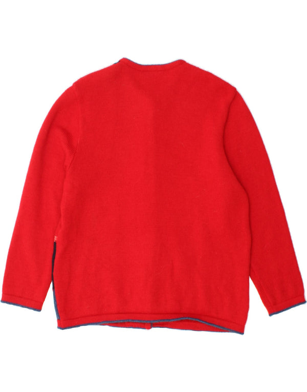 Sweter damski GIESSWEIN UK 12, średni czerwony patchworkowy, dziewicza wełna