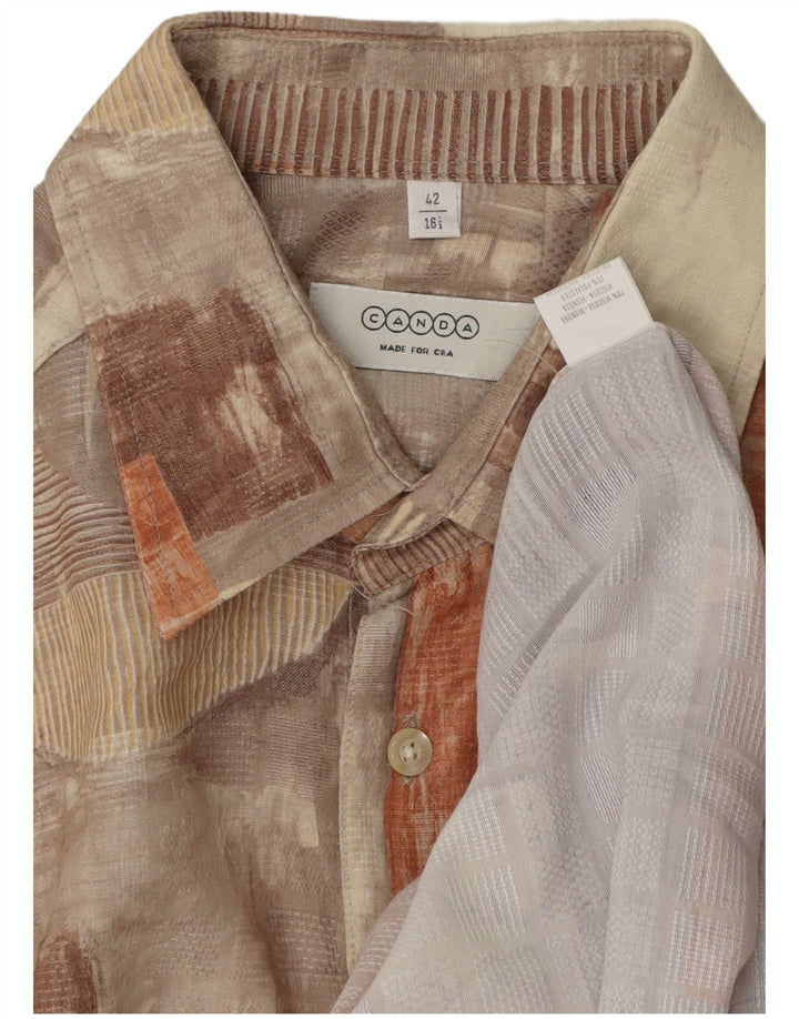 Koszula męska z krótkim rękawem CANDA, rozmiar 42 16 1/2, duży, wielobarwny patchwork