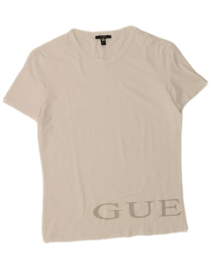 Męski T-shirt Guess z grafiką, duży, biały, bawełniany