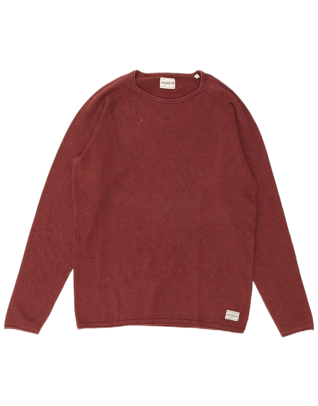 Męski sweter Jack & Jones z okrągłym dekoltem, średnia, bordowa bawełna