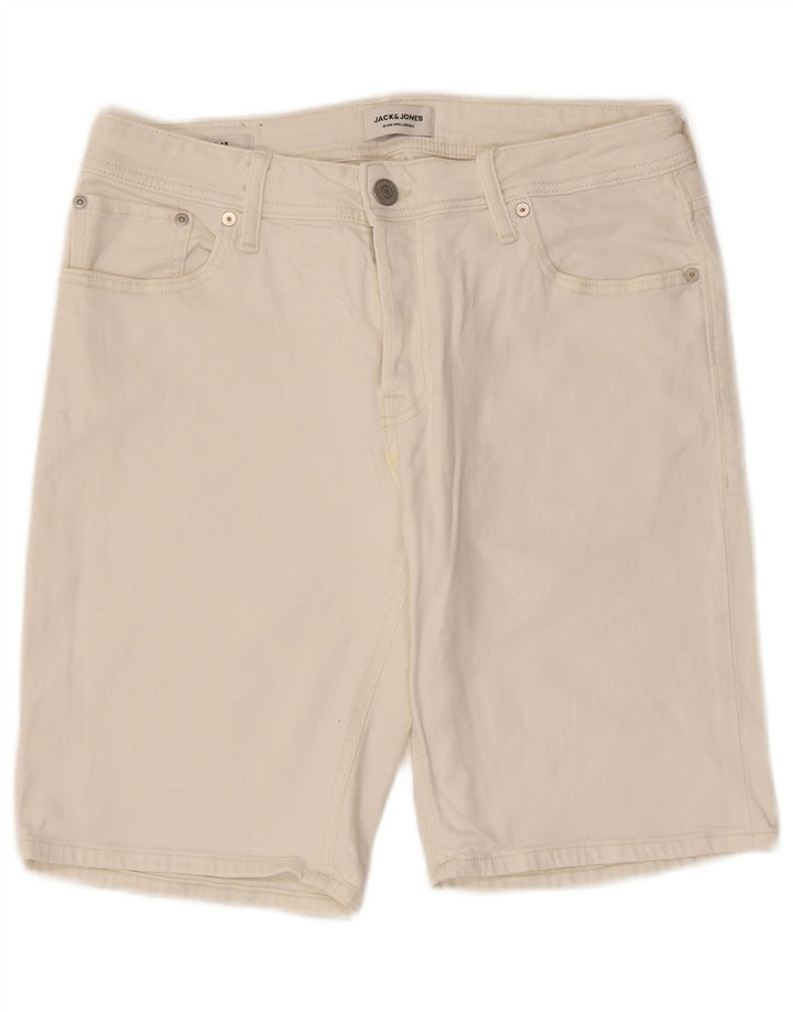 Męskie spodenki jeansowe JACK & JONES o regularnym kroju, średnie W32, biała bawełna