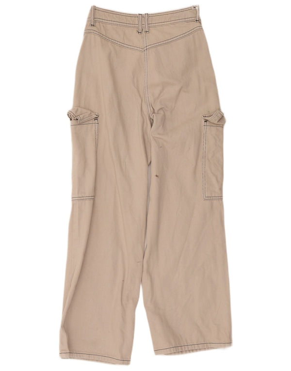 Damskie spodnie cargo z wysokim stanem i szerokimi nogawkami Topshop UK 8 Small W28 L26 Beżowe