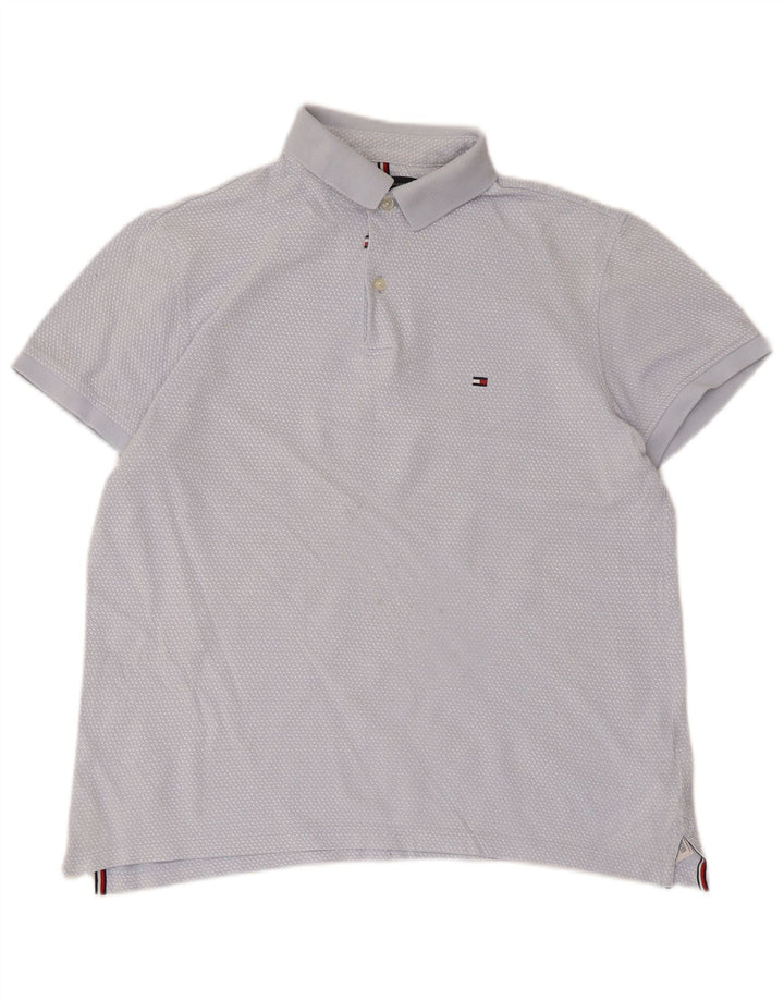 Męska koszulka polo Tommy Hilfiger w kolorze średnioniebieskim, bawełniana w cętki