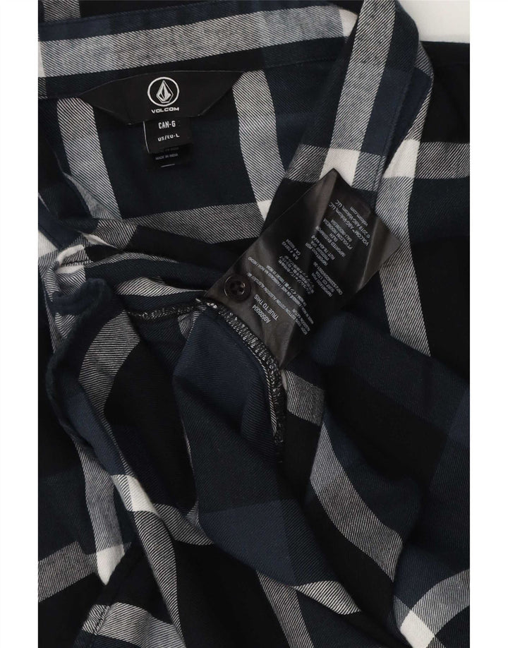 Męska koszula flanelowa Volcom, duża, granatowa, bawełniana w kratę
