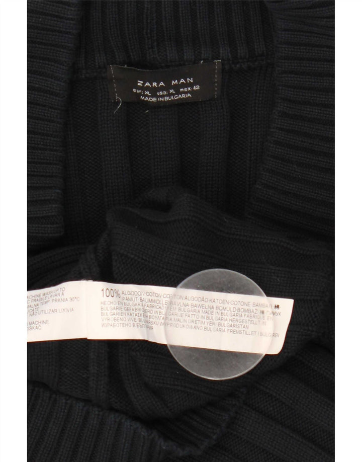 Zara Męski sweter rozpinany XL Granatowy, bawełniany