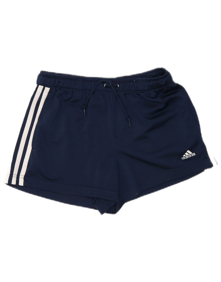 Damskie spodenki sportowe Adidas UK 10, małe, granatowe, poliestrowe paski