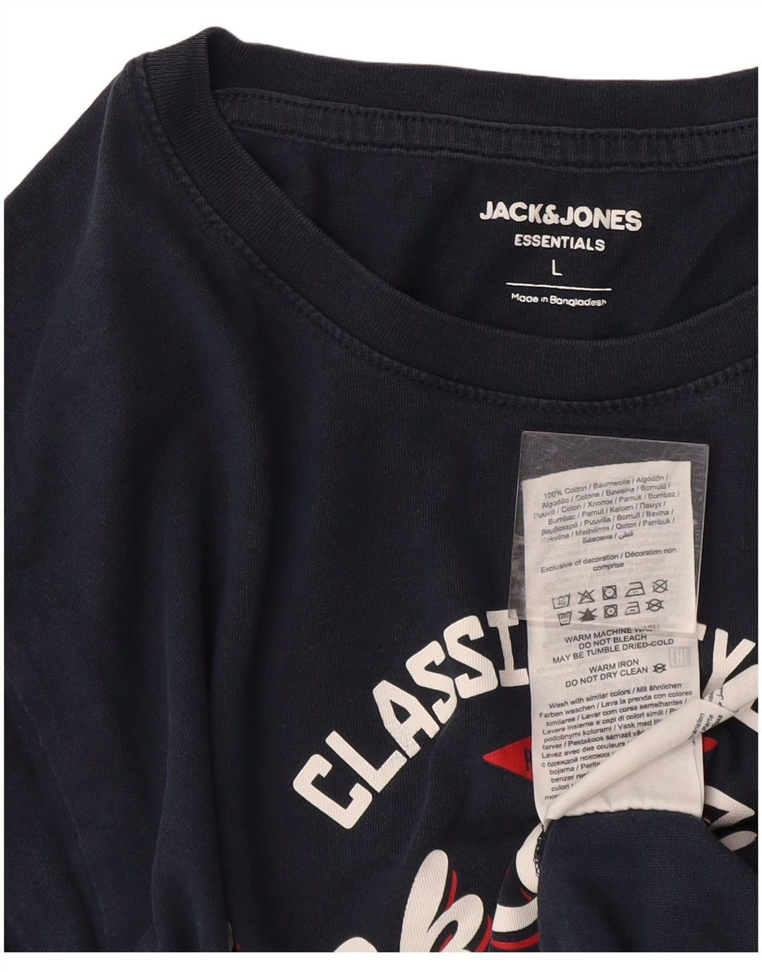 Męski T-shirt z grafiką Jack & Jones, duży, granatowy, bawełniany