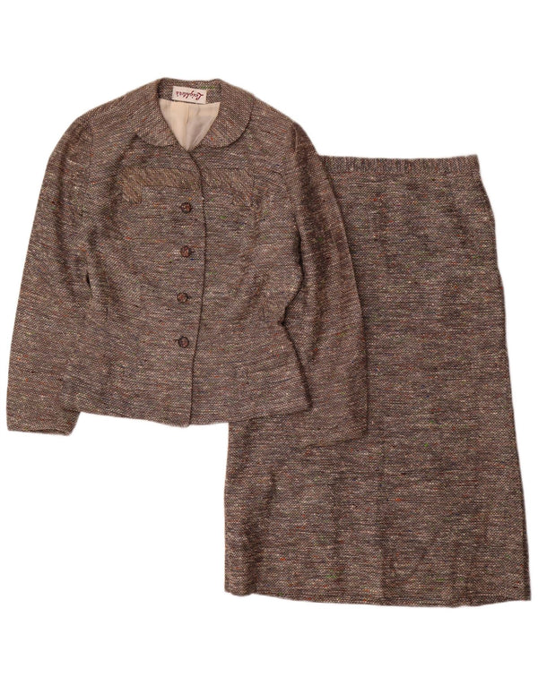 Vintage damski zestaw spódnic zapinanych na 4 guziki i 2 części UK 10 Small W26 Szary nakrapiany