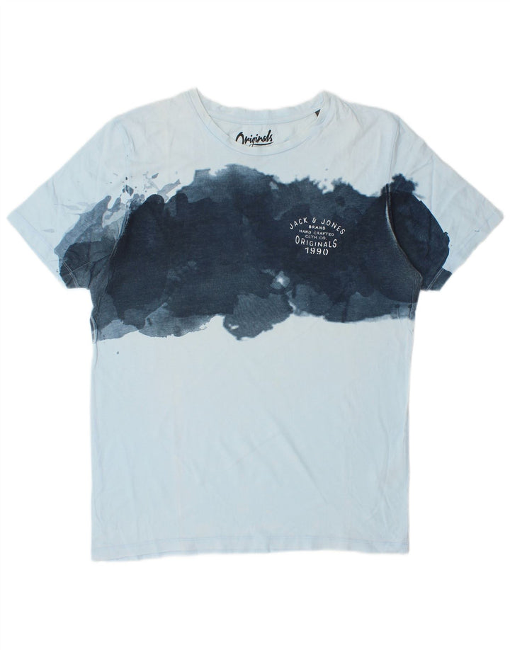 Męska koszulka T-shirt JACK & JONES, duża, niebieska, z blokami kolorów, bawełniana