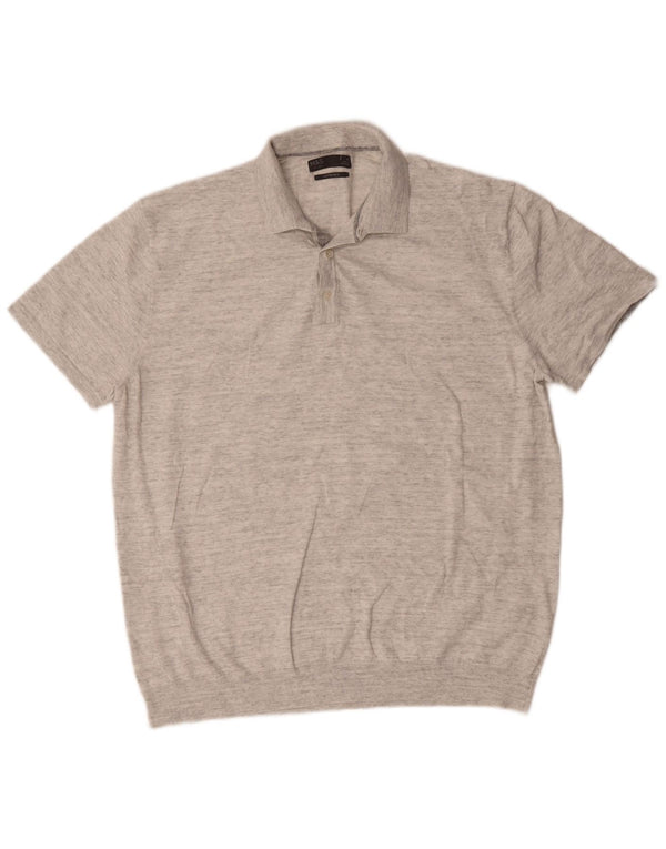 Męska koszulka polo Marks & Spencer XL, szara, bawełniana w plamki
