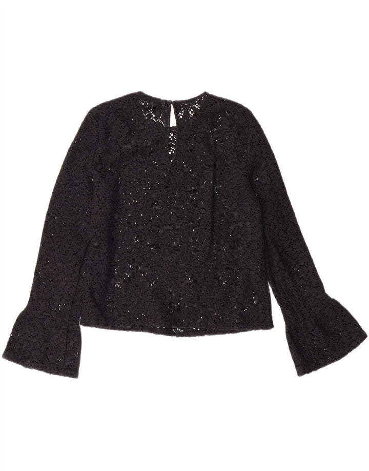 ZARA Womens Crop Crochet Blouse Top UK 12 Medium Black Vintage Zara and Second-Hand Zara from Messina Hembry 