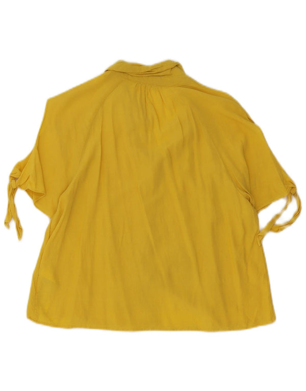 Guess Womens Short Sleeve Shirt Blouse UK 8 Small Yellow Viscose