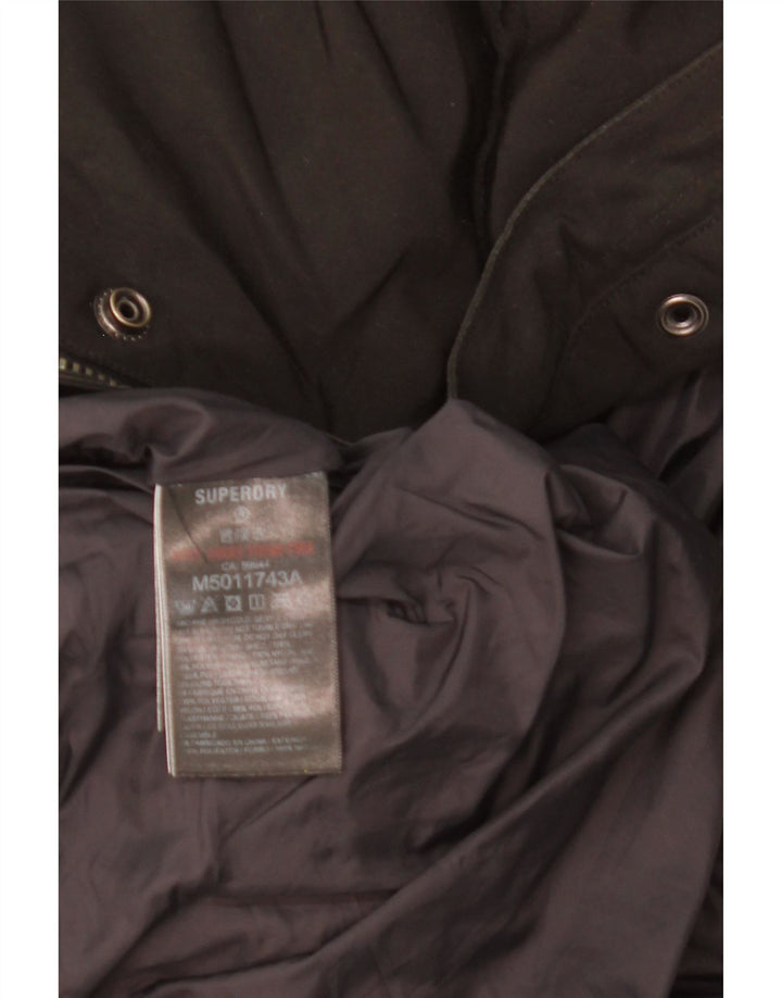 SUPERDRY Męska ocieplana kurtka z kapturem UK 36, mała, czarna, poliester