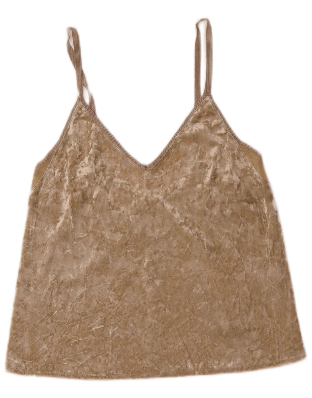 ZARA Womens Velvet Cami Top UK 10 Small Beige