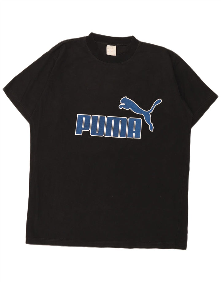 Męski T-shirt z grafiką Puma, duży, czarny, bawełniany