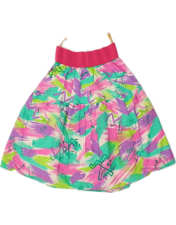 C&A Womens Abstract Pattern A-Line Skirt W28 Medium Multicoloured Cotton