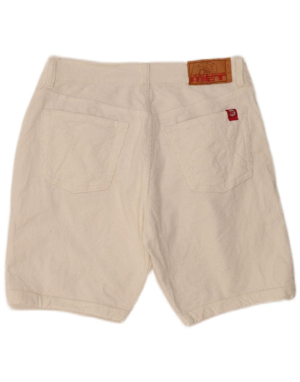 Vintage Womens Corduroy Shorts W34 Large White Cotton