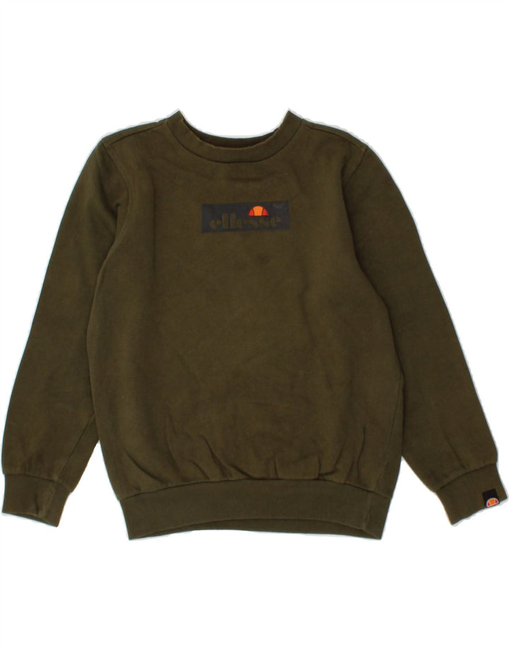 ELLESSE Boys Graphic Sweatshirt Jumper 10-11 Years Green Cotton Vintage Ellesse and Second-Hand Ellesse from Messina Hembry 