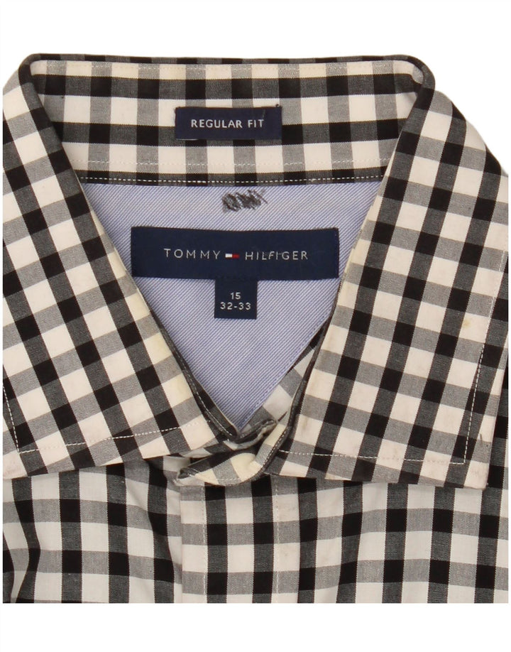 Męska koszula Tommy Hilfiger o regularnym kroju, rozmiar 15, średnia czarna kratka