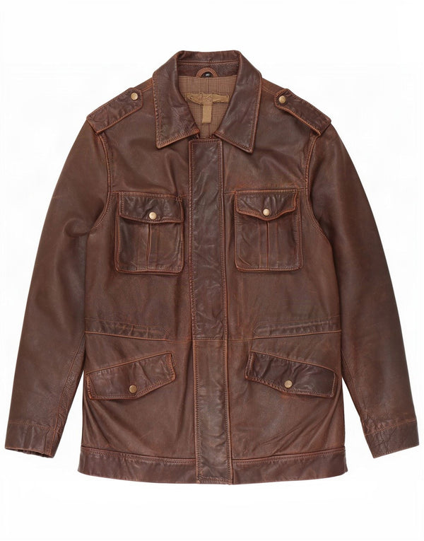 Vintage męska skórzana kurtka wojskowa UK 36 Small Brown
