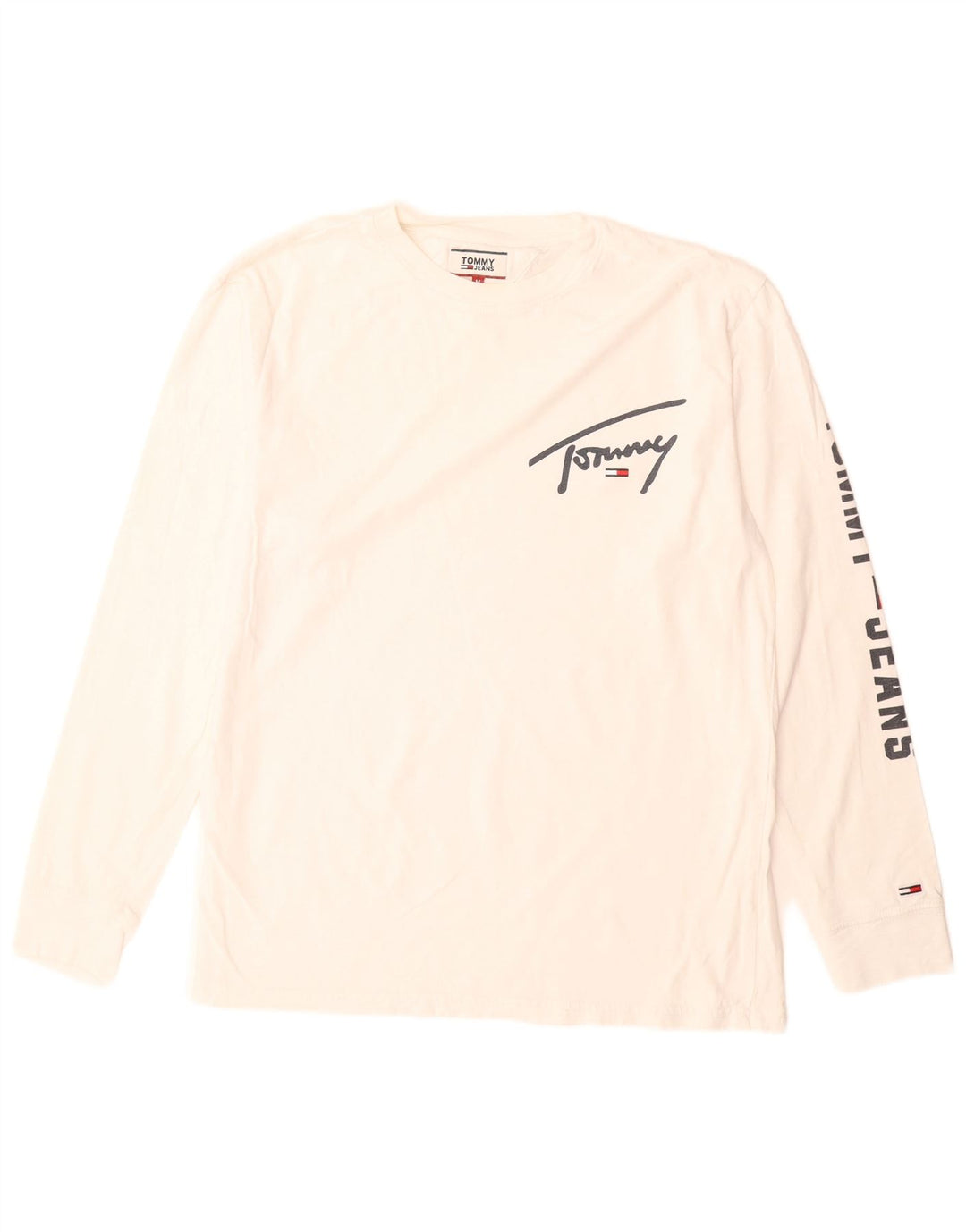Męski top graficzny Tommy Hilfiger z długim rękawem, średni kolor biały
