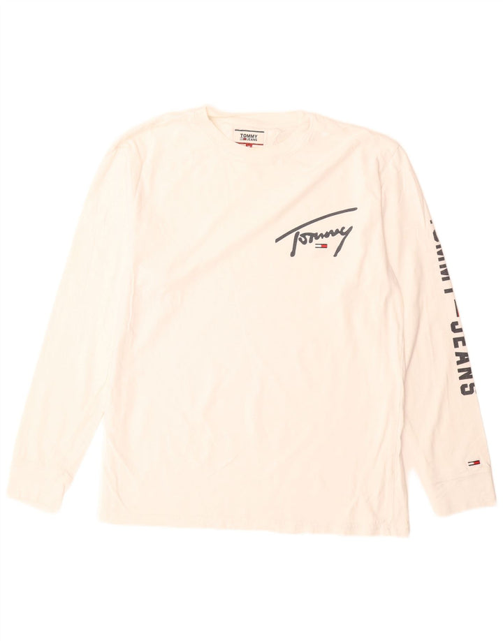 Męski top graficzny Tommy Hilfiger z długim rękawem, średni kolor biały