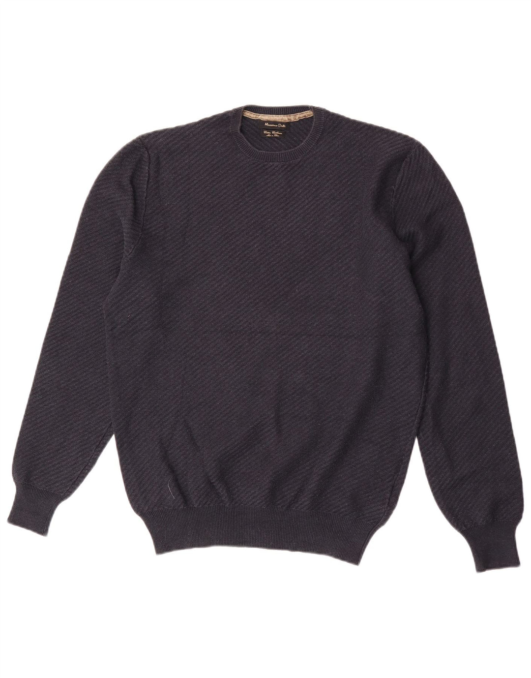 Męski sweter z okrągłym dekoltem Massimo Dutti, średni granatowy, bawełniany