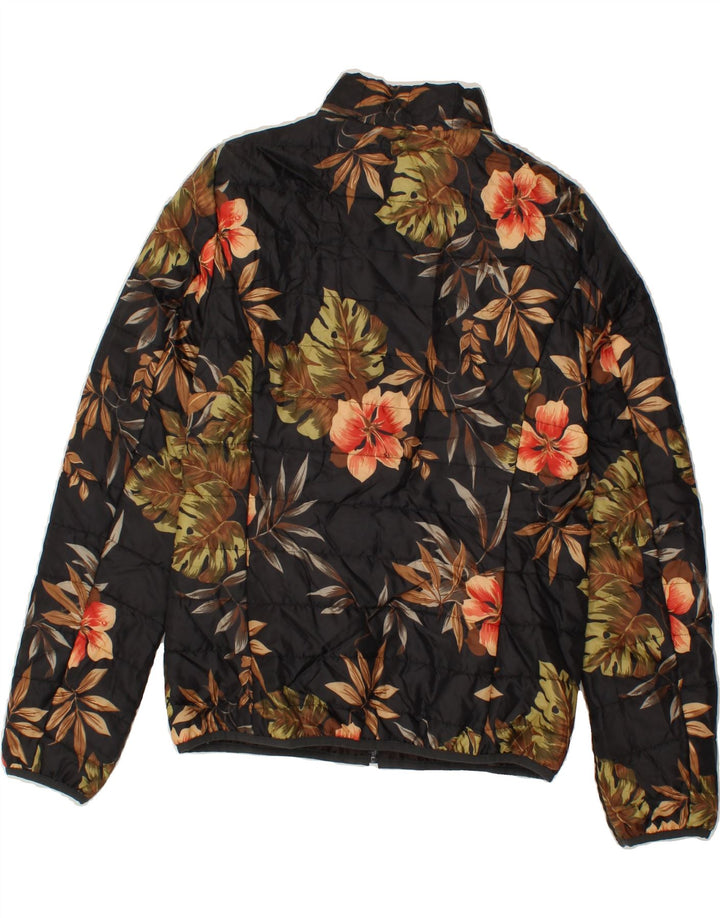 BENETTON Womens Padded Jacket UK 10 Small Brown Floral Polyester Vintage Benetton and Second-Hand Benetton from Messina Hembry 