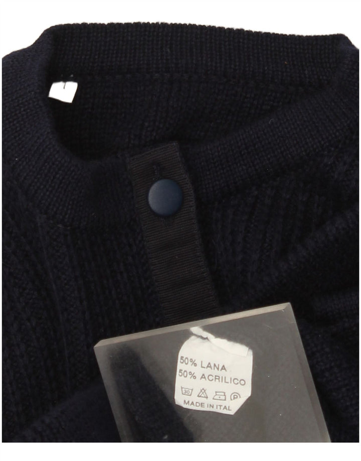 Sweter męski w stylu vintage, duży, granatowy, wełniany