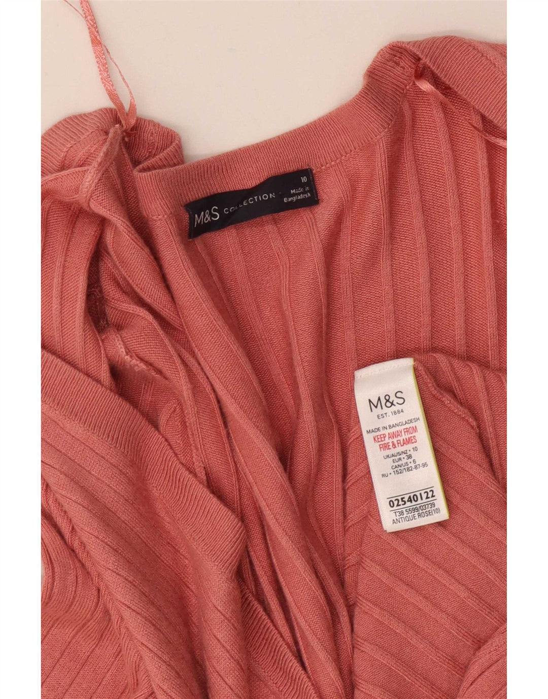 Marks & Spencer Damski sweter rozpinany o długim kroju, UK 10, mały, różowy
